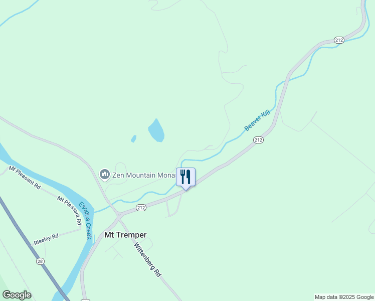 map of restaurants, bars, coffee shops, grocery stores, and more near Miller Road in Mount Tremper
