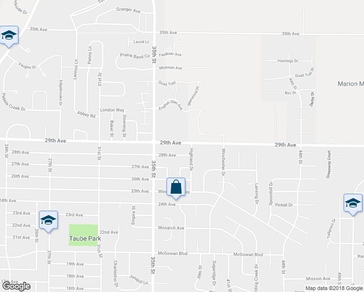 map of restaurants, bars, coffee shops, grocery stores, and more near 3737 29th Avenue in Marion