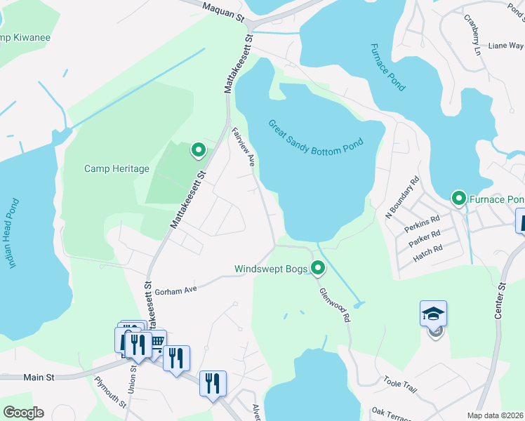 map of restaurants, bars, coffee shops, grocery stores, and more near 24 Thrasher Avenue in Pembroke