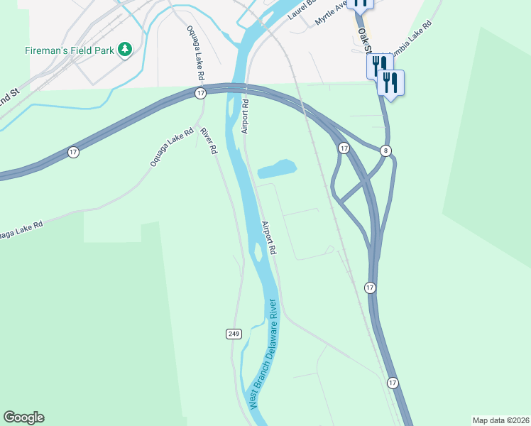 map of restaurants, bars, coffee shops, grocery stores, and more near 1428 Airport Rd in Deposit