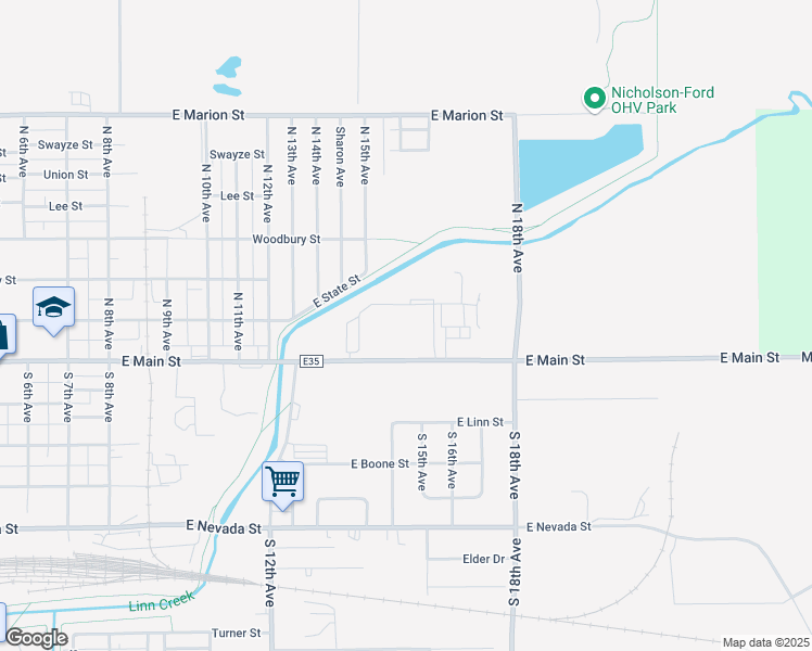 map of restaurants, bars, coffee shops, grocery stores, and more near 1402 East Main Street in Marshalltown