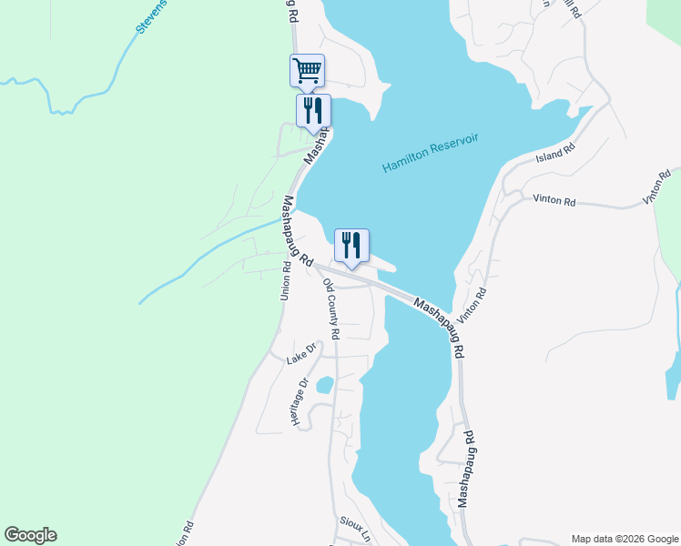 map of restaurants, bars, coffee shops, grocery stores, and more near 233 Mashapaug Road in Holland