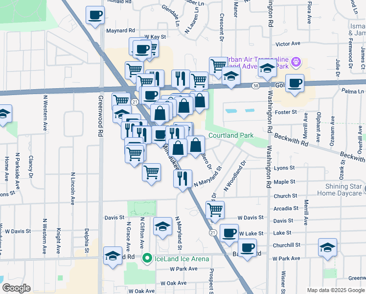 map of restaurants, bars, coffee shops, grocery stores, and more near 9312 North Callero Drive in Niles
