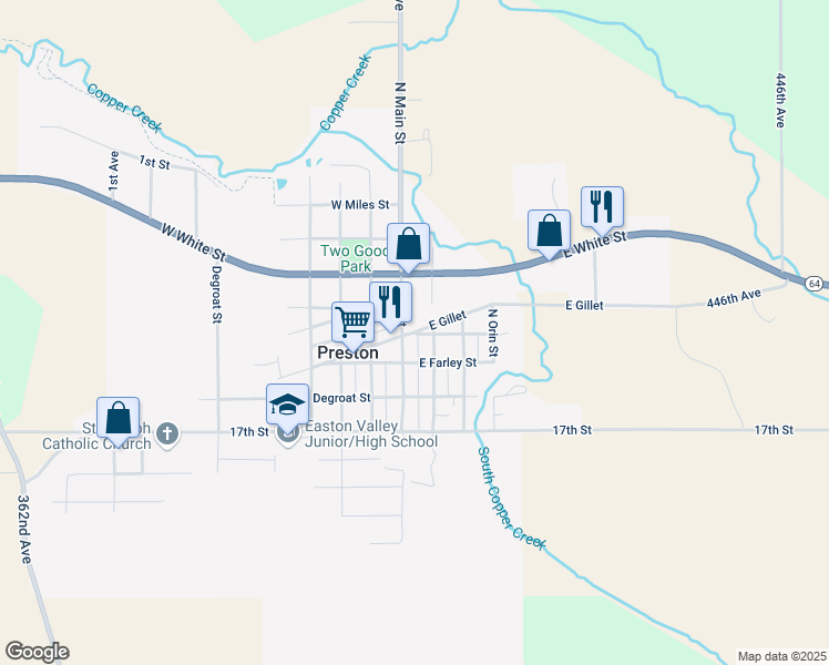 map of restaurants, bars, coffee shops, grocery stores, and more near 38 East Gillet in Preston