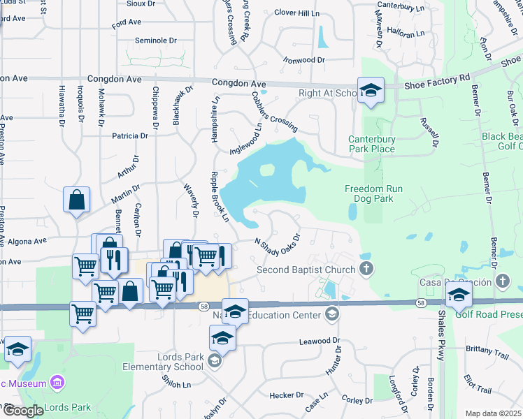 map of restaurants, bars, coffee shops, grocery stores, and more near 737 Bent Ridge Lane in Elgin