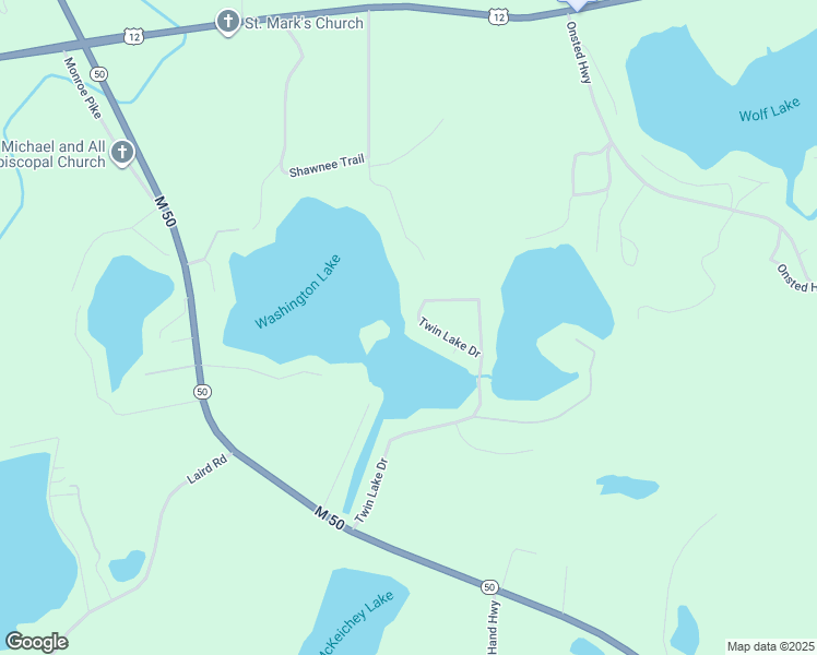 map of restaurants, bars, coffee shops, grocery stores, and more near 10 Twin Lake Drive in Onsted