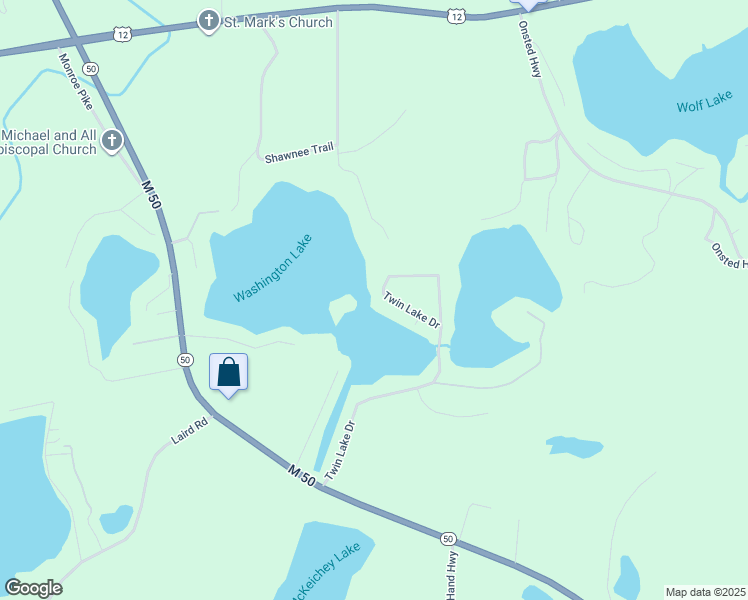 map of restaurants, bars, coffee shops, grocery stores, and more near 10 Twin Lake Drive in Onsted