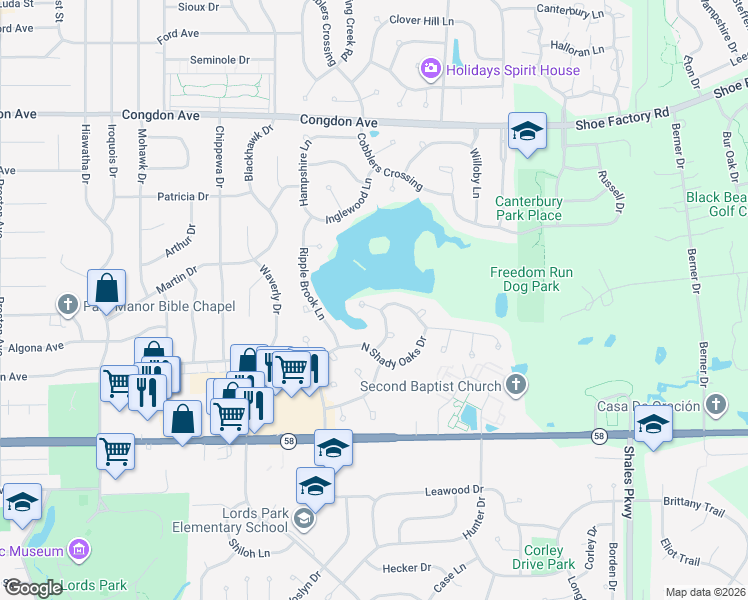 map of restaurants, bars, coffee shops, grocery stores, and more near 735 Bent Ridge Lane in Elgin