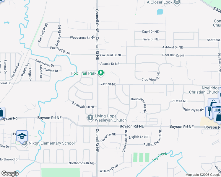 map of restaurants, bars, coffee shops, grocery stores, and more near 7308 West Park Road Northeast in Cedar Rapids