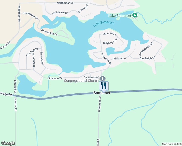 map of restaurants, bars, coffee shops, grocery stores, and more near 14223 Shannon Drive in Somerset