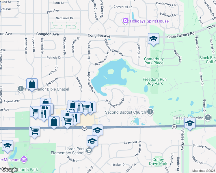 map of restaurants, bars, coffee shops, grocery stores, and more near 735 Bent Ridge Lane in Elgin