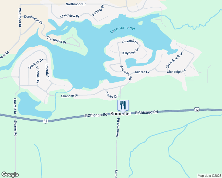 map of restaurants, bars, coffee shops, grocery stores, and more near 14199 Shannon Drive in Somerset