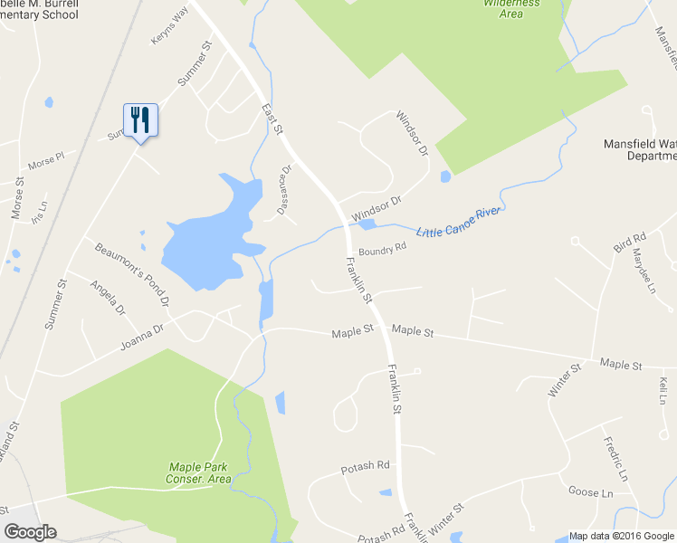map of restaurants, bars, coffee shops, grocery stores, and more near 464 Franklin Street in Mansfield