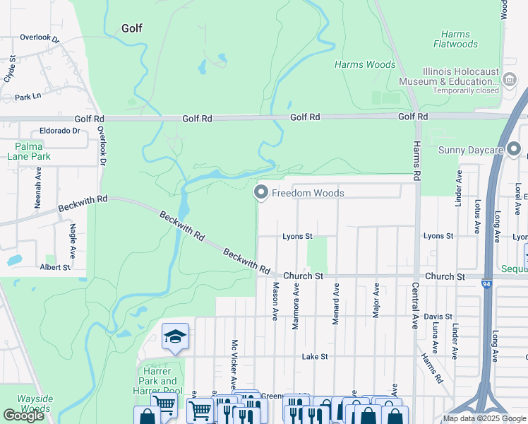 map of restaurants, bars, coffee shops, grocery stores, and more near 9341 Austin Avenue in Morton Grove