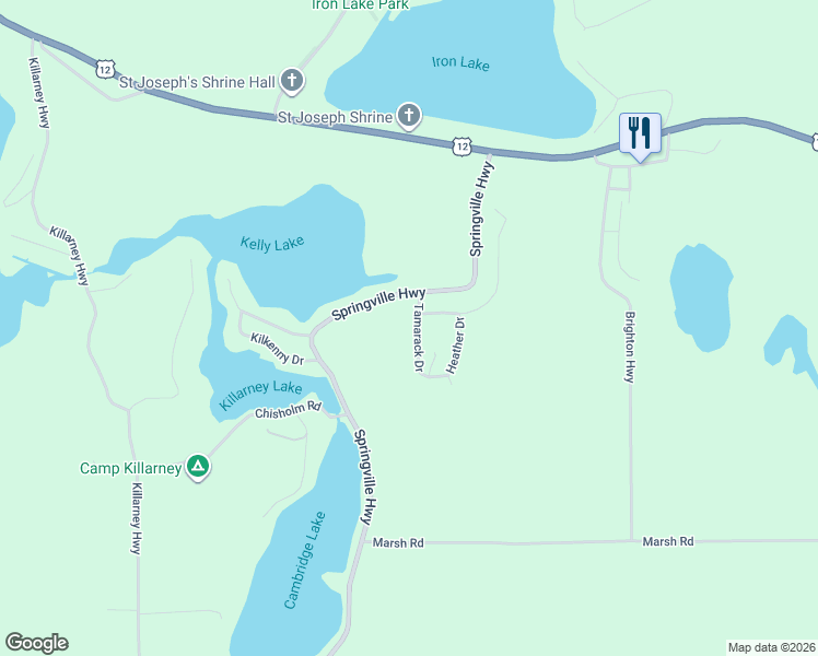 map of restaurants, bars, coffee shops, grocery stores, and more near 11000 Tamarack Drive in Onsted