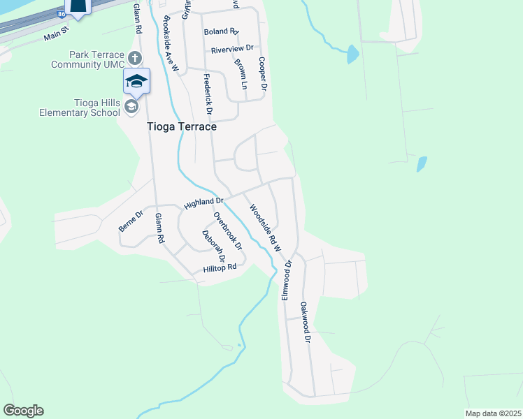 map of restaurants, bars, coffee shops, grocery stores, and more near 10 Woodside Road West in Apalachin