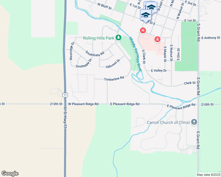map of restaurants, bars, coffee shops, grocery stores, and more near 629 Hidden Valley Road in Carroll
