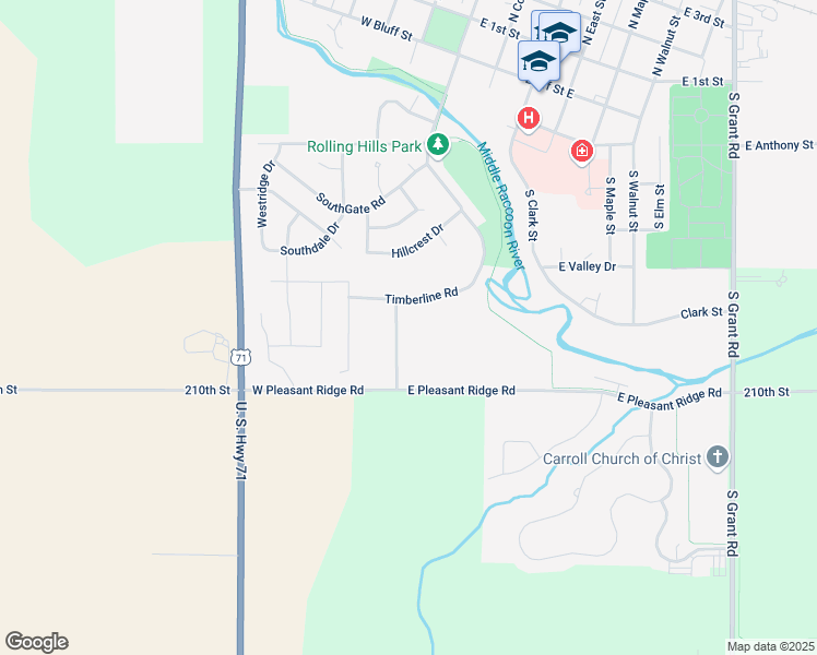 map of restaurants, bars, coffee shops, grocery stores, and more near 629 Hidden Valley Road in Carroll