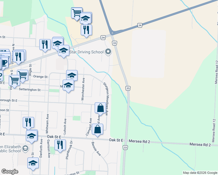 map of restaurants, bars, coffee shops, grocery stores, and more near 135 Sturgeon Meadows Avenue in Essex County