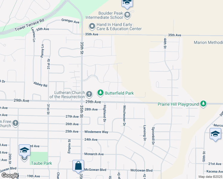 map of restaurants, bars, coffee shops, grocery stores, and more near 3073 Sherwood Place in Marion