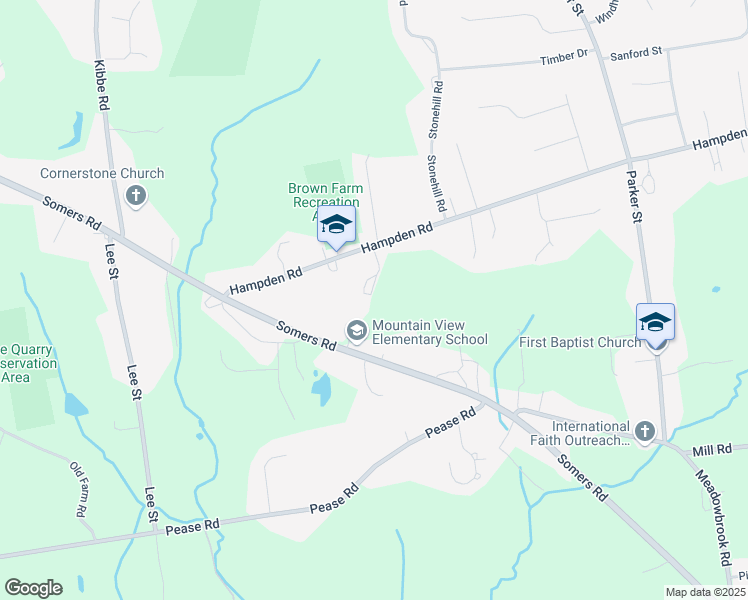 map of restaurants, bars, coffee shops, grocery stores, and more near 77 Hampden Road in East Longmeadow