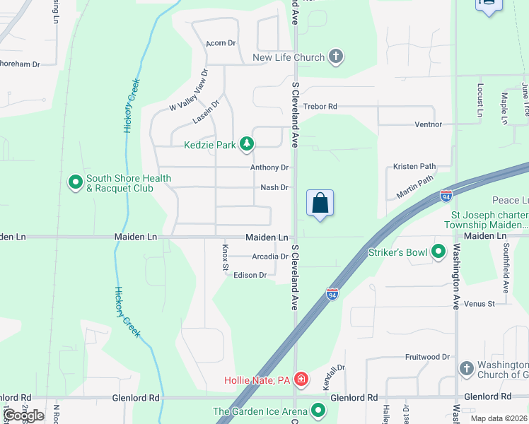 map of restaurants, bars, coffee shops, grocery stores, and more near 2328 Oxford in St. Joseph