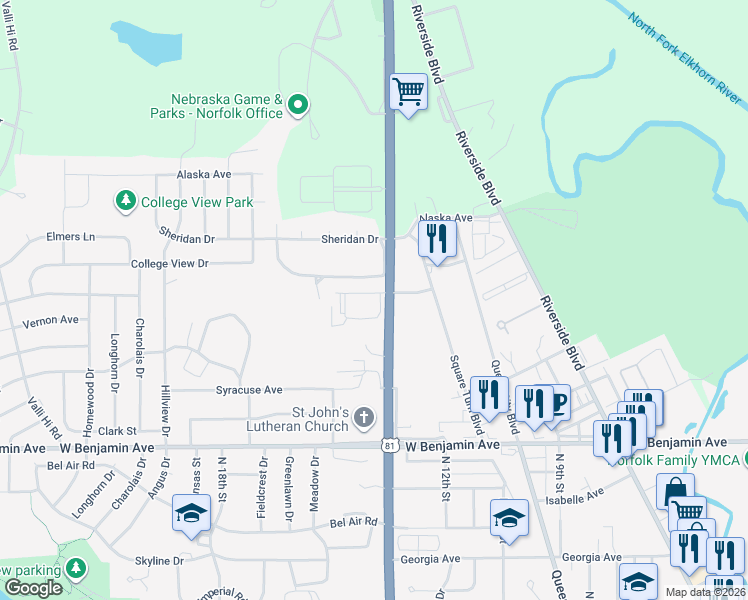 map of restaurants, bars, coffee shops, grocery stores, and more near 1312 Galeta Avenue in Norfolk