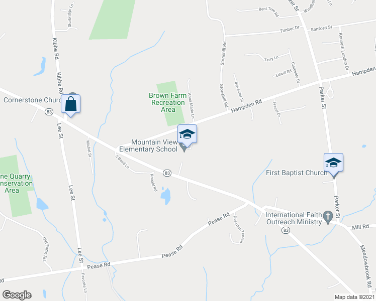 map of restaurants, bars, coffee shops, grocery stores, and more near 77 Hampden Road in East Longmeadow