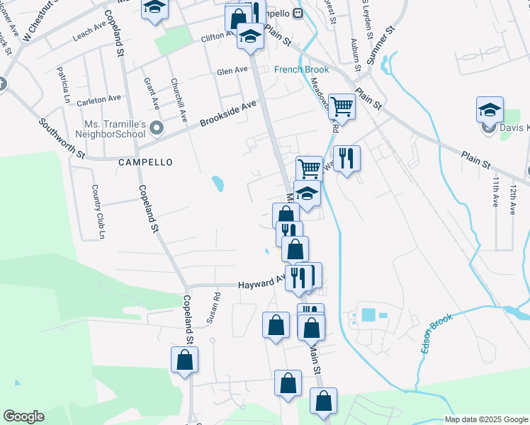 map of restaurants, bars, coffee shops, grocery stores, and more near 26 Sylvia Avenue in Brockton