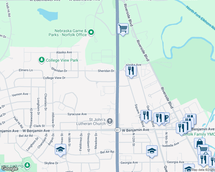 map of restaurants, bars, coffee shops, grocery stores, and more near 1312 Galeta Avenue in Norfolk