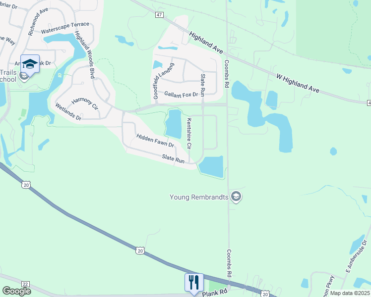 map of restaurants, bars, coffee shops, grocery stores, and more near 755 Kentshire Circle in Elgin