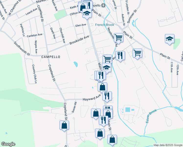map of restaurants, bars, coffee shops, grocery stores, and more near 26 Sylvia Avenue in Brockton