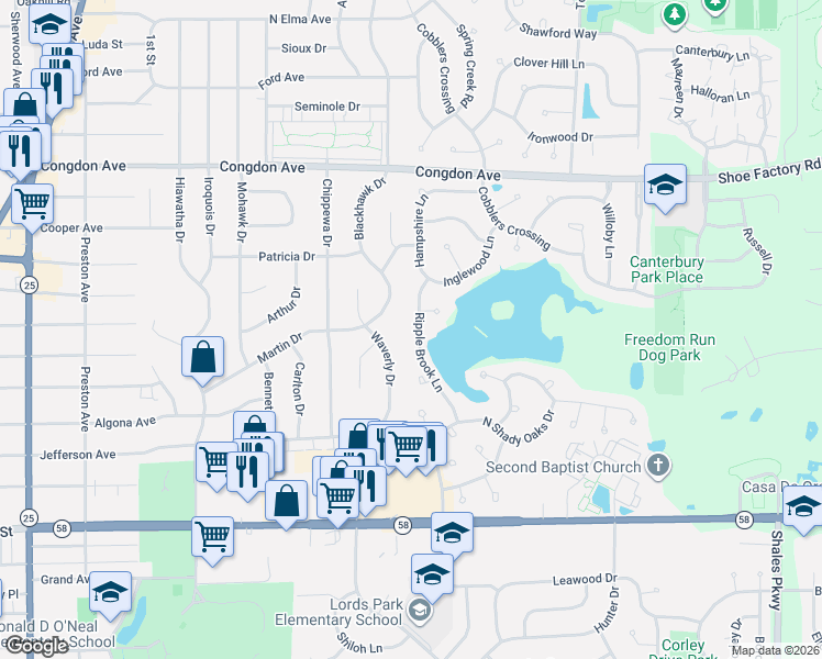 map of restaurants, bars, coffee shops, grocery stores, and more near 946 Ripple Brook Lane in Elgin