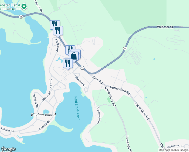 map of restaurants, bars, coffee shops, grocery stores, and more near 227 Gore Road in Webster