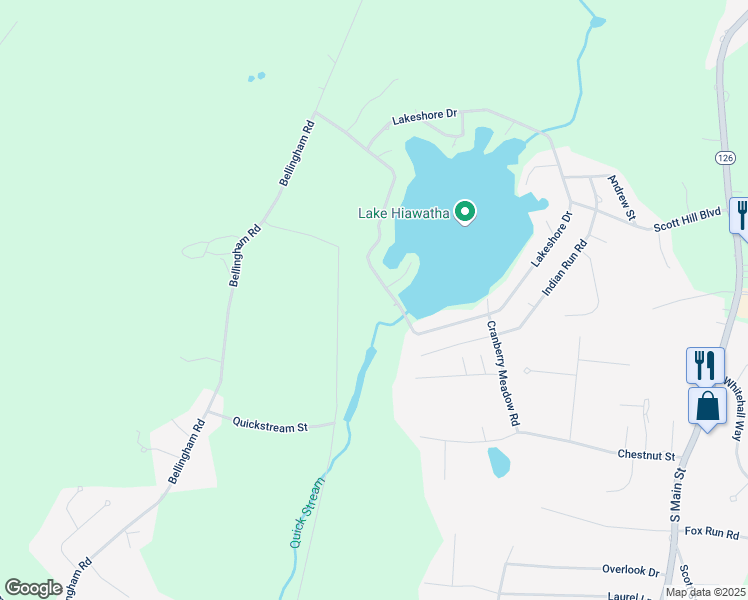 map of restaurants, bars, coffee shops, grocery stores, and more near 110B Lakeshore Drive in Blackstone