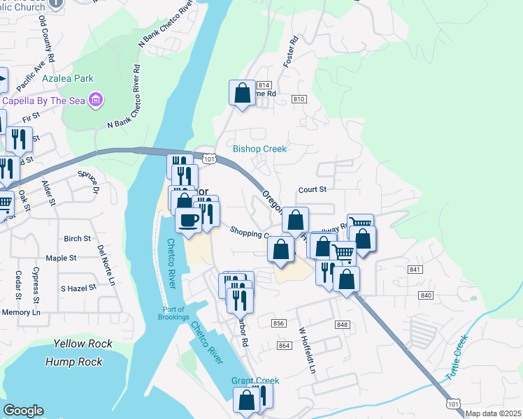 map of restaurants, bars, coffee shops, grocery stores, and more near 16345 Grootendorst Lane in Brookings