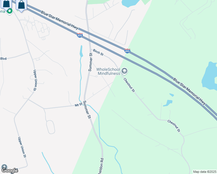 map of restaurants, bars, coffee shops, grocery stores, and more near 32 Mount Street in Wrentham