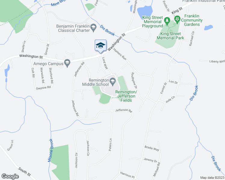 map of restaurants, bars, coffee shops, grocery stores, and more near 628 Washington Street in Franklin