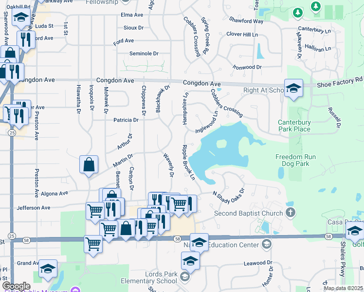 map of restaurants, bars, coffee shops, grocery stores, and more near 946 Ripple Brook Lane in Elgin