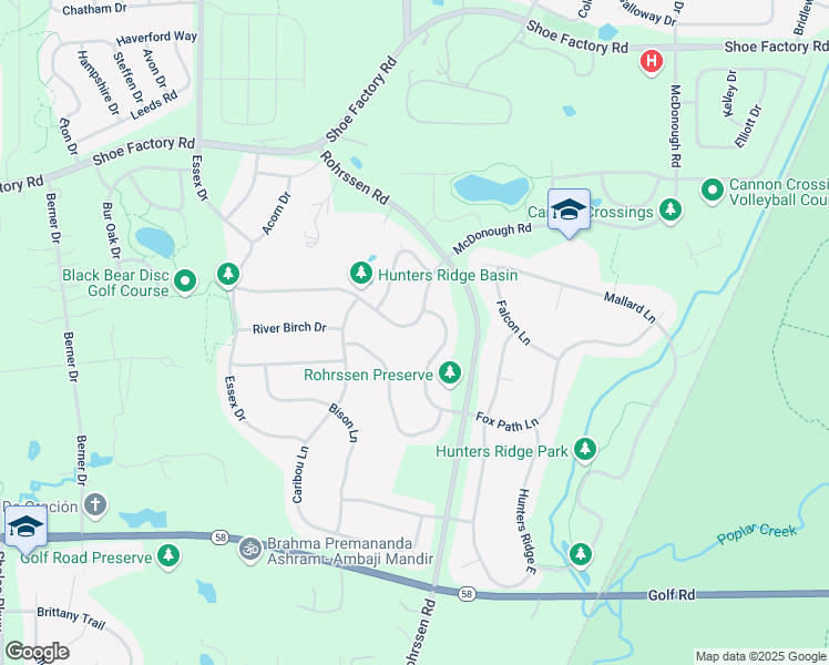 map of restaurants, bars, coffee shops, grocery stores, and more near 5637 Red Oak Drive in Hoffman Estates