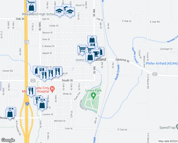 map of restaurants, bars, coffee shops, grocery stores, and more near 409 9th Street in Wheatland