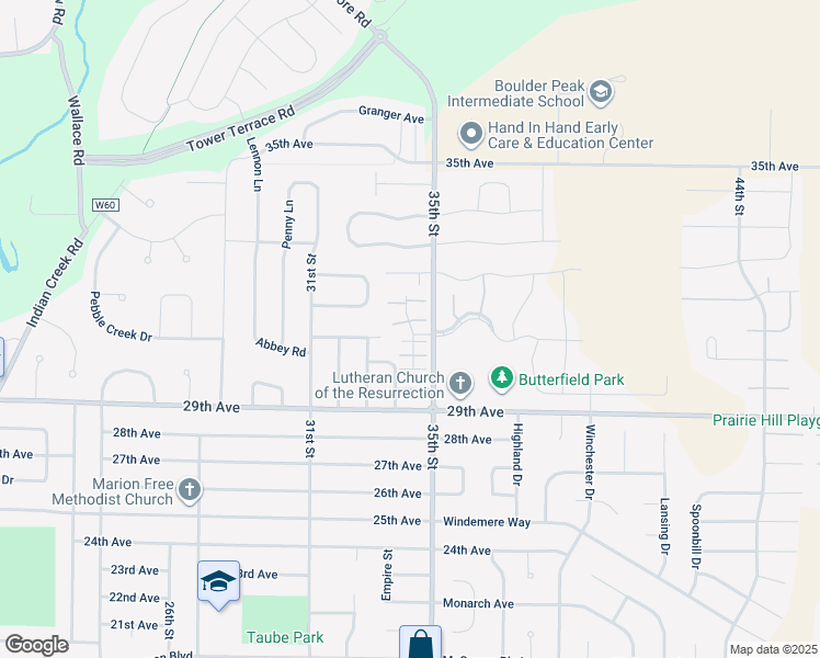 map of restaurants, bars, coffee shops, grocery stores, and more near 3015 English Glen Court in Marion