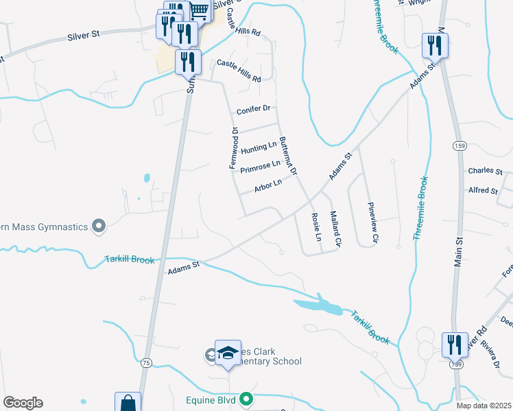 map of restaurants, bars, coffee shops, grocery stores, and more near 35 Faymore Drive in Agawam