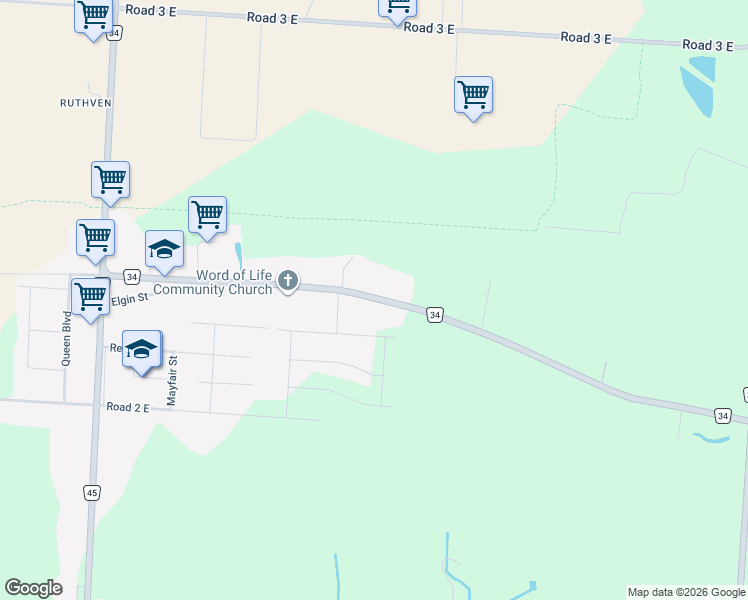 map of restaurants, bars, coffee shops, grocery stores, and more near 1841 County Road 34 in Kingsville