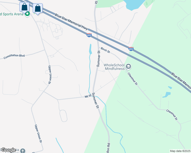 map of restaurants, bars, coffee shops, grocery stores, and more near 826 Summer Street in Franklin