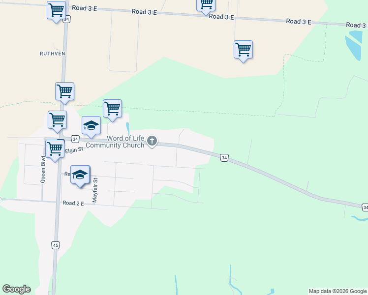 map of restaurants, bars, coffee shops, grocery stores, and more near 1841 County Road 34 in Kingsville