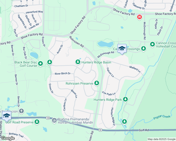 map of restaurants, bars, coffee shops, grocery stores, and more near 5637 Red Oak Drive in Hoffman Estates