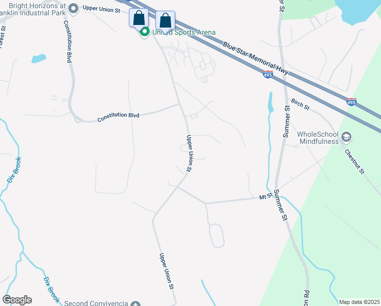 map of restaurants, bars, coffee shops, grocery stores, and more near 880 Upper Union Street in Franklin