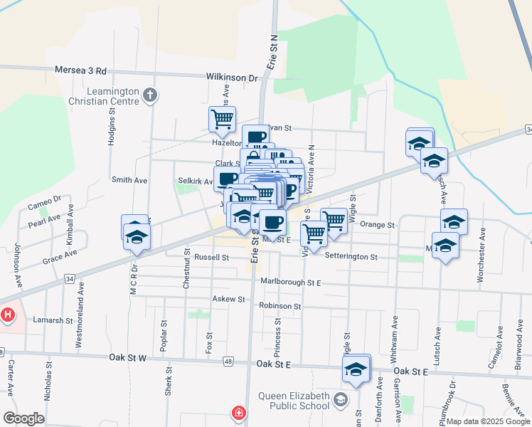 map of restaurants, bars, coffee shops, grocery stores, and more near in Essex County