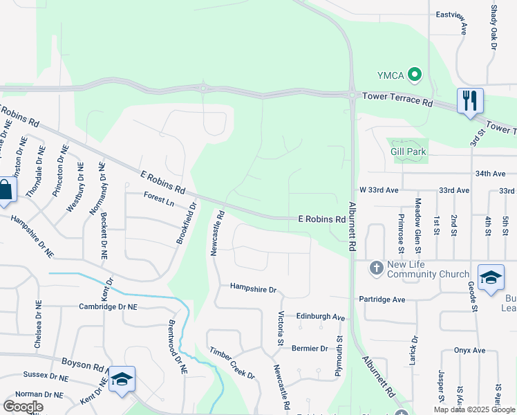 map of restaurants, bars, coffee shops, grocery stores, and more near 1130 Bedford Court in Marion